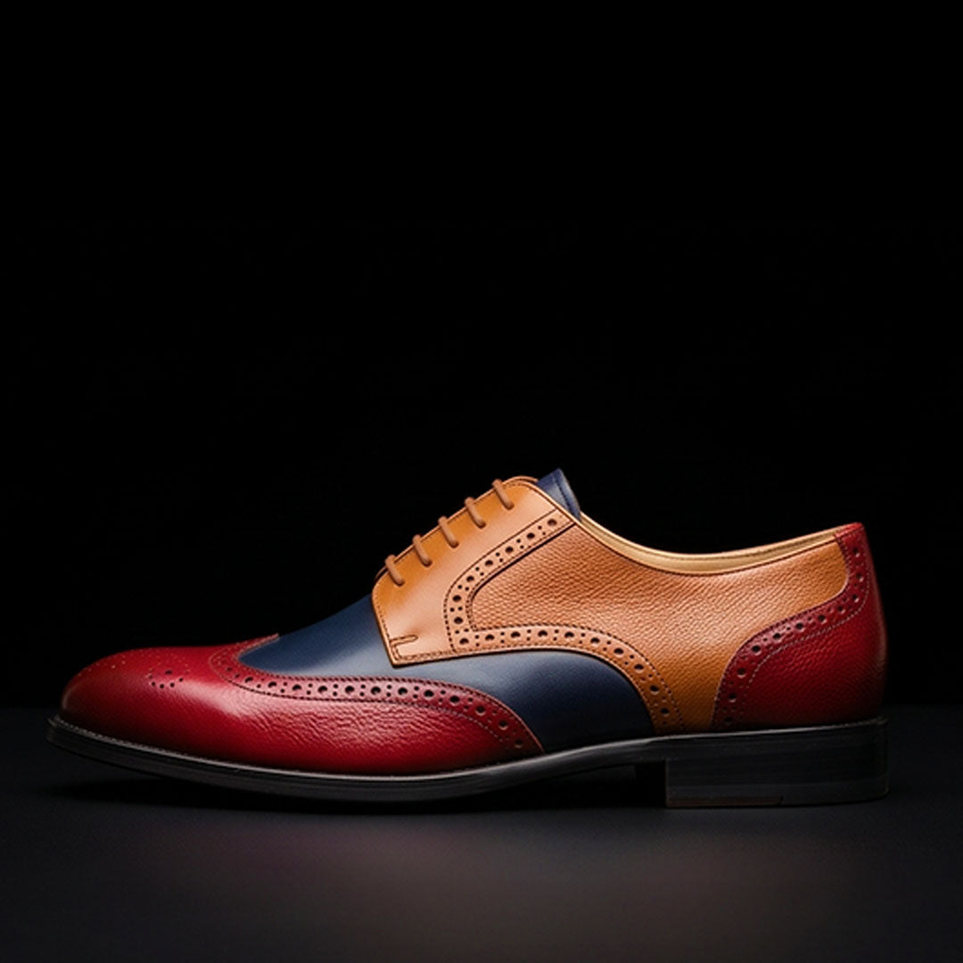 The Bergamo – Tri-Tone Genuine Wingtip Oxford | Leather Shoe