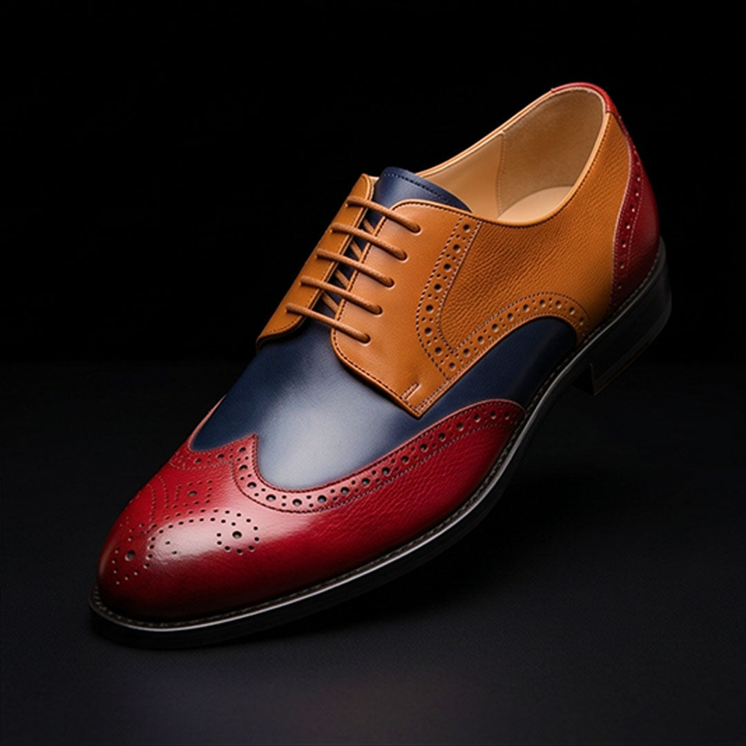 The Bergamo – Tri-Tone Genuine Wingtip Oxford | Leather Shoe