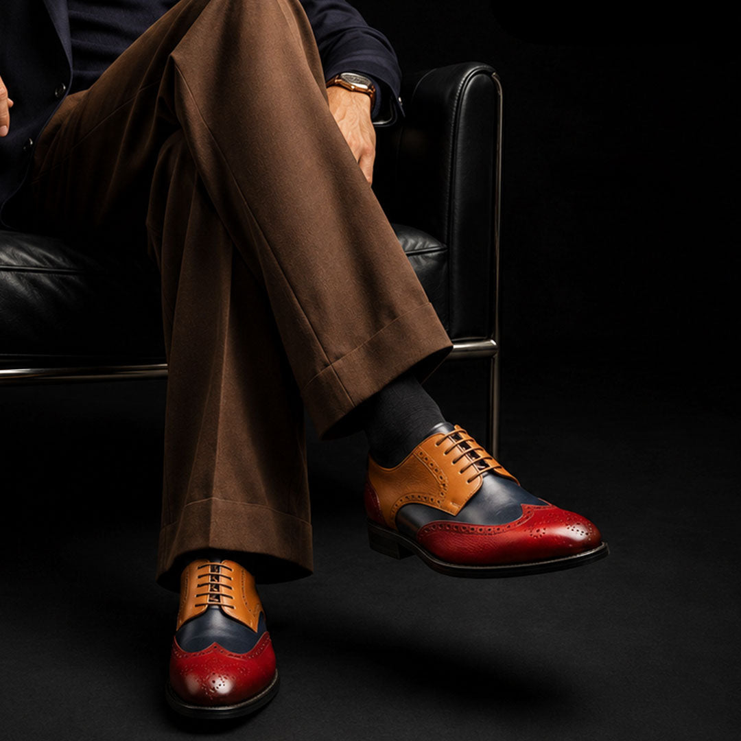 The Bergamo – Tri-Tone Genuine Wingtip Oxford | Leather Shoe