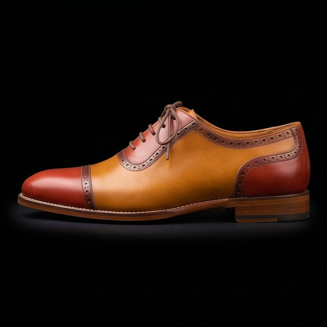 The Turin – Two-Tone Brown Cap Toe Oxford | Leather Shoe