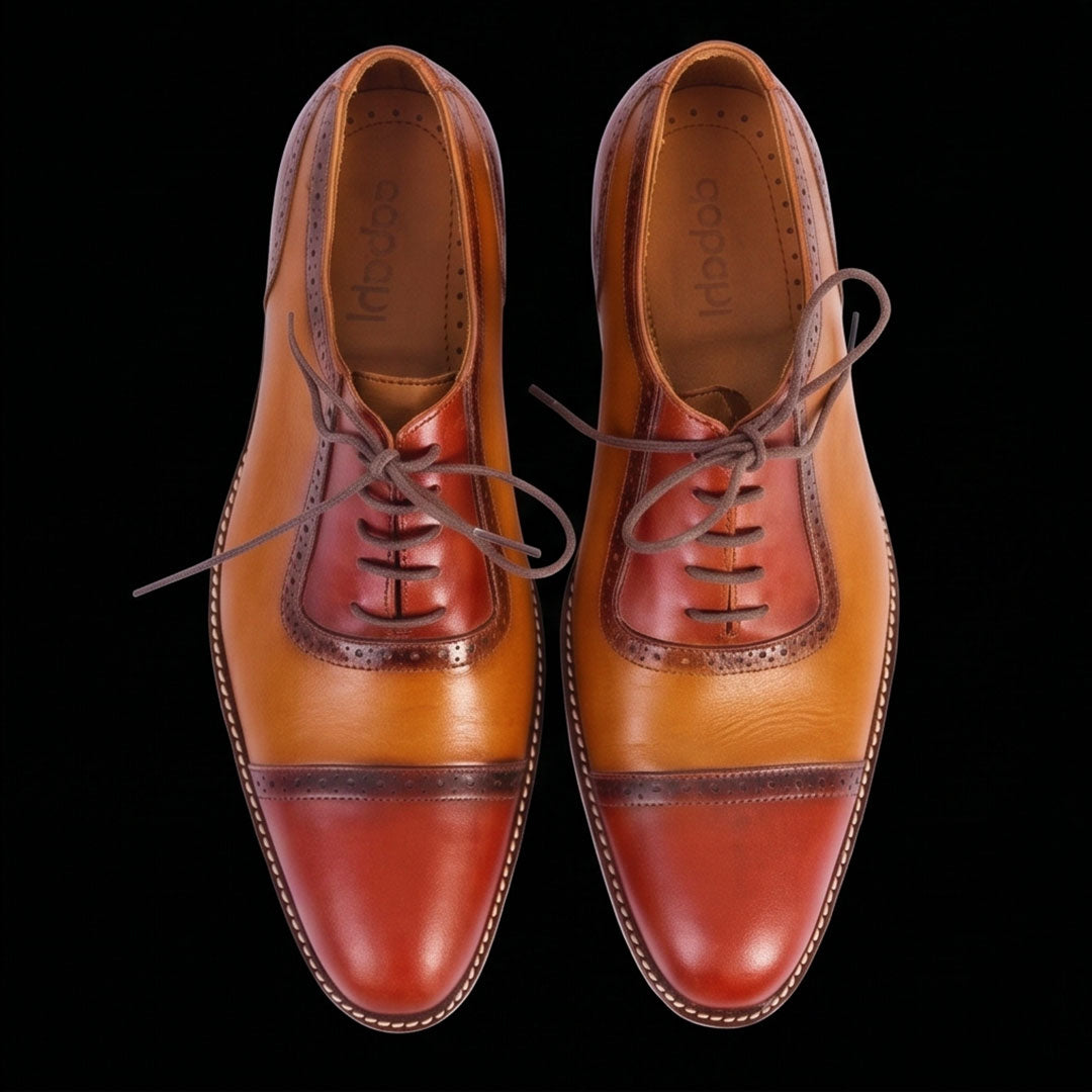 The Turin – Two-Tone Brown Cap Toe Oxford | Leather Shoe