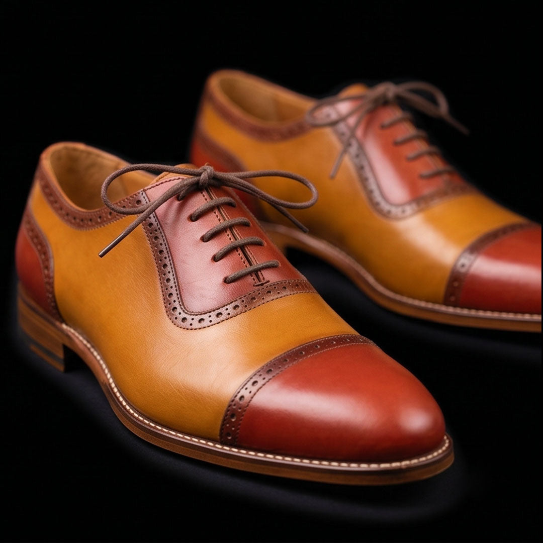 The Turin – Two-Tone Brown Cap Toe Oxford | Leather Shoe