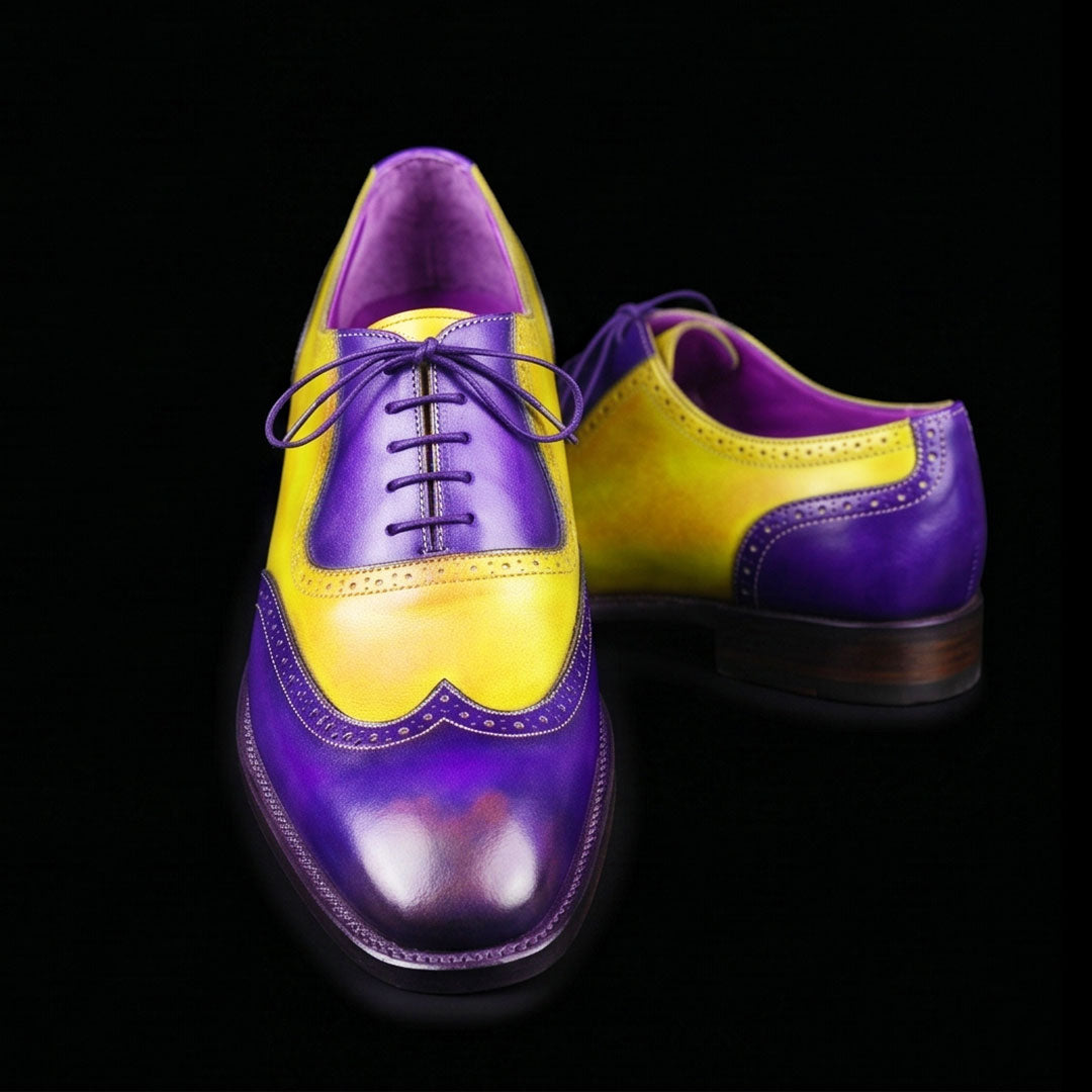 The Madder – Yellow & Blue Patina Wingtip Oxford | Leather Shoe