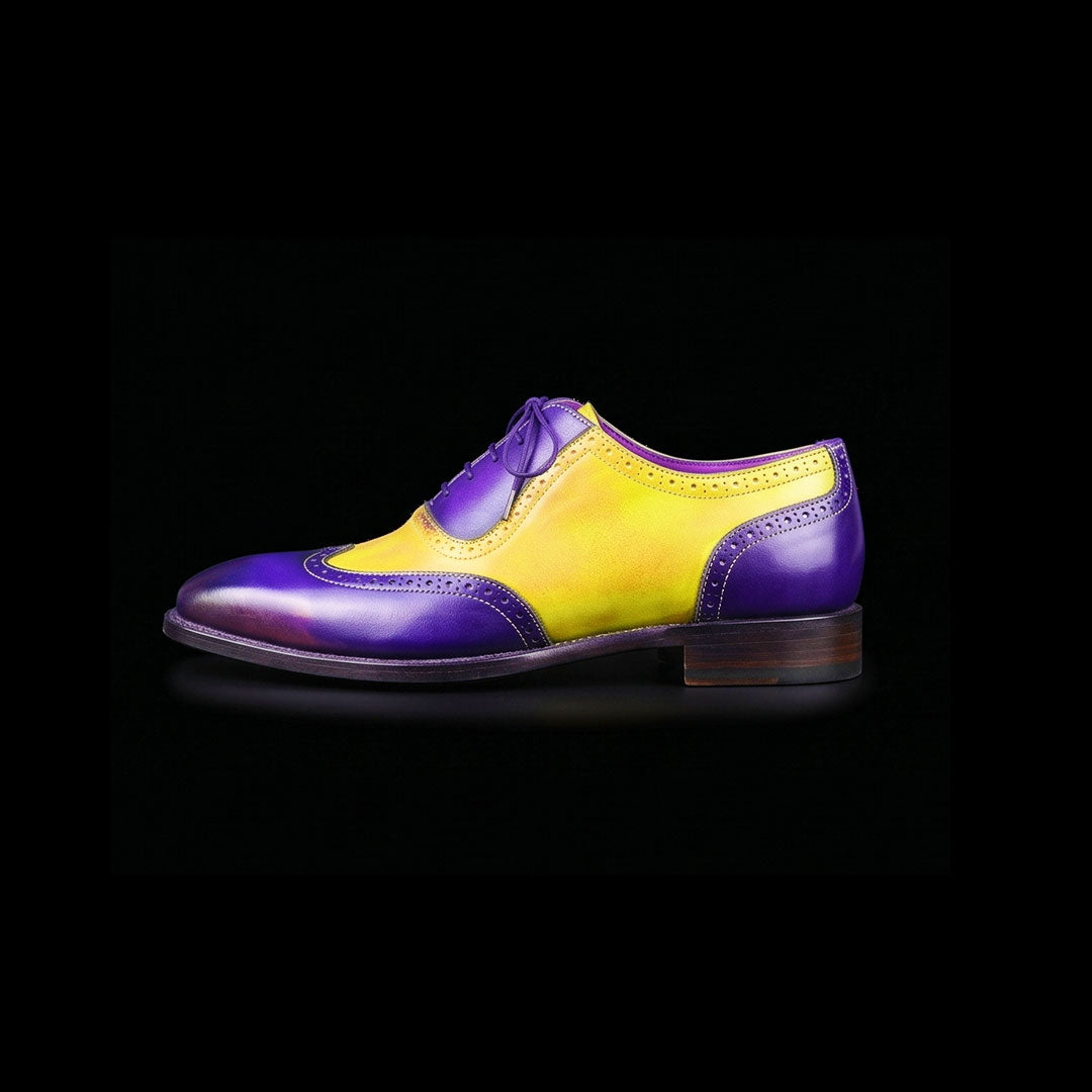 The Madder – Yellow & Blue Patina Wingtip Oxford | Leather Shoe