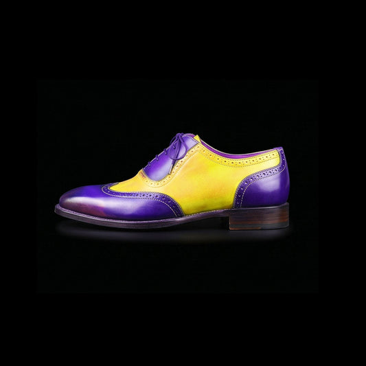 The Madder – Yellow & Blue Patina Wingtip Oxford | Leather Shoe