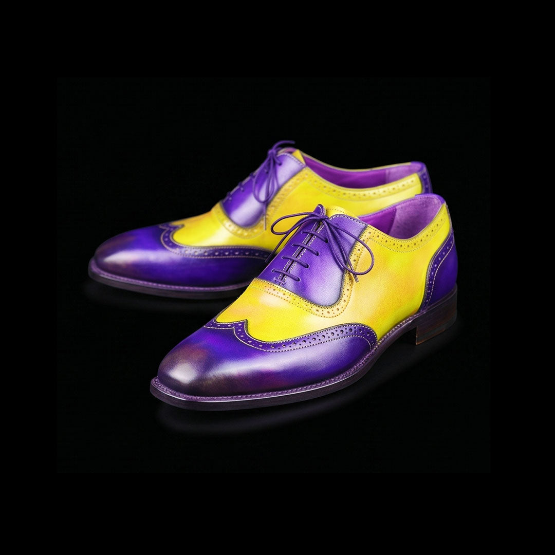 The Madder – Yellow & Blue Patina Wingtip Oxford | Leather Shoe