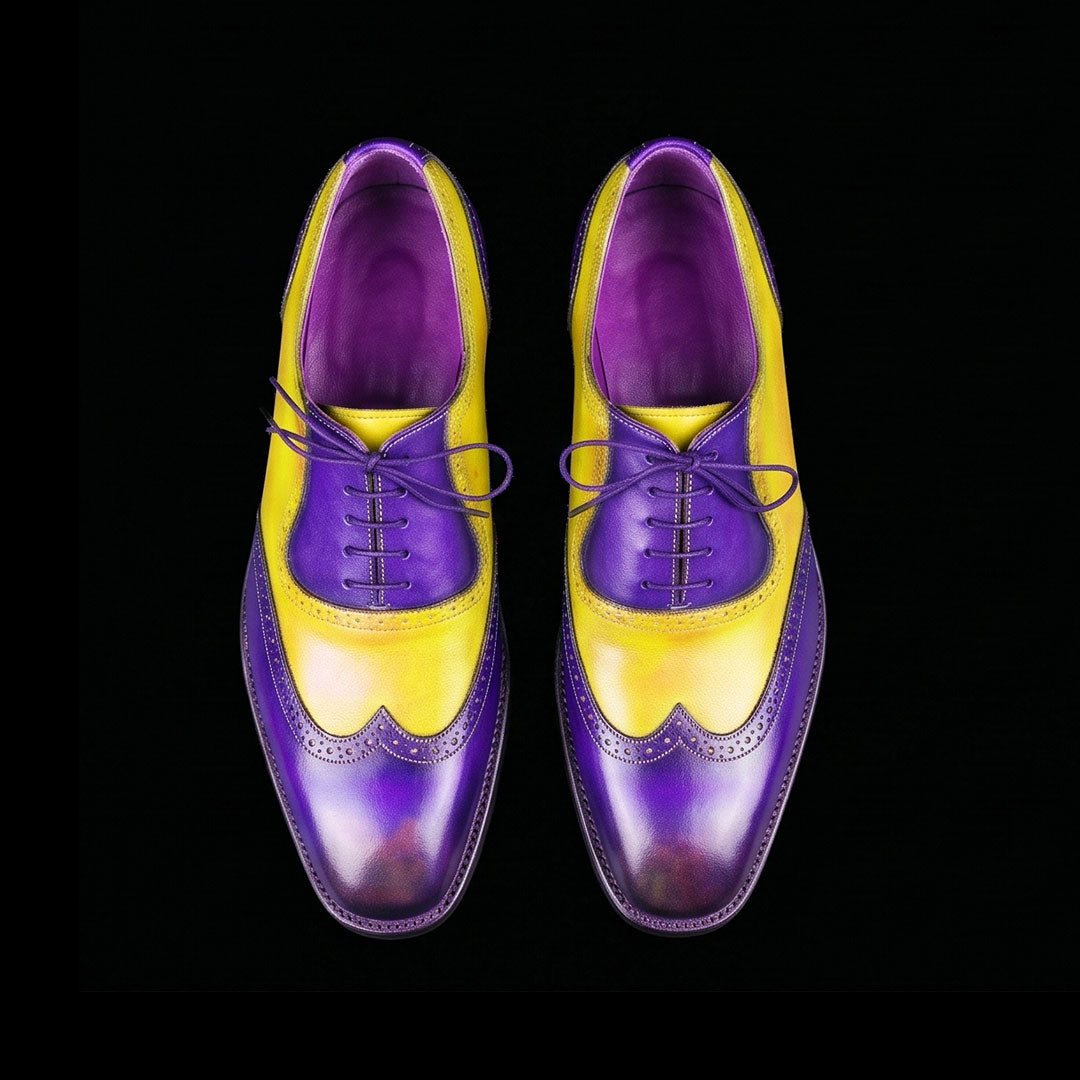The Madder – Yellow & Blue Patina Wingtip Oxford | Leather Shoe
