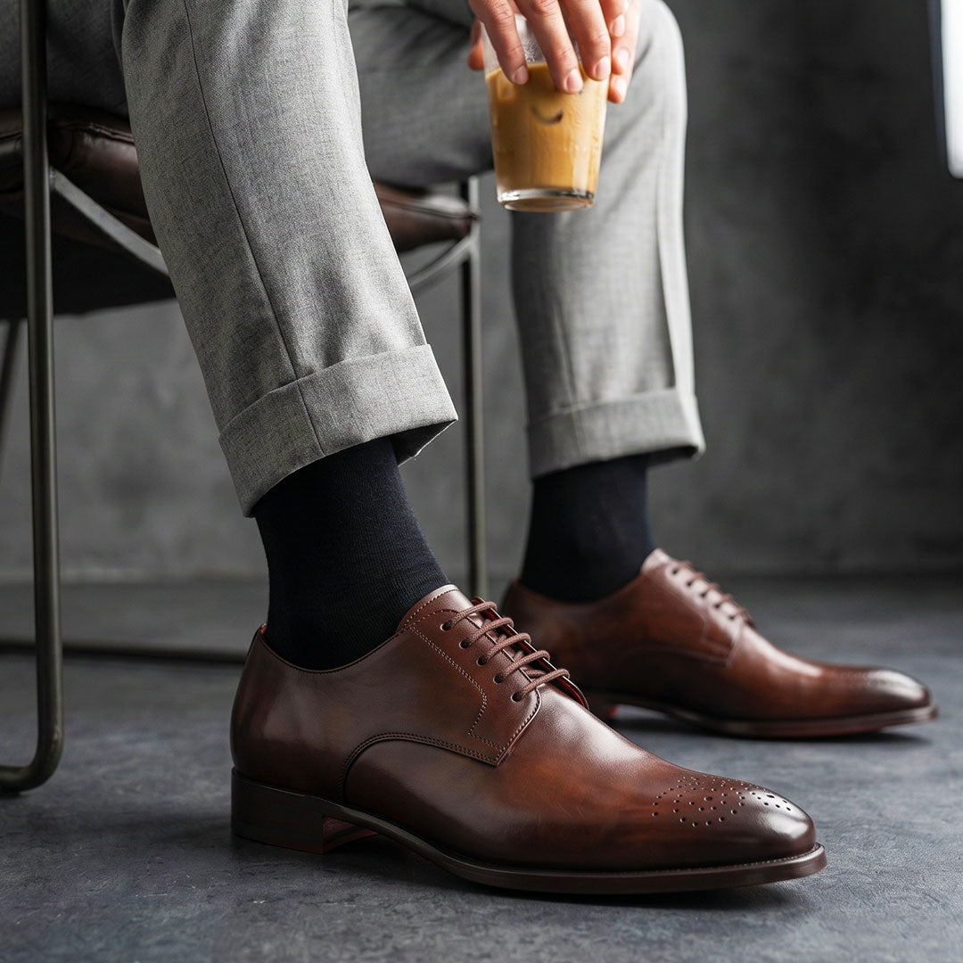 The Welt – Dark Brown Square Toe Derby | Leather Shoe