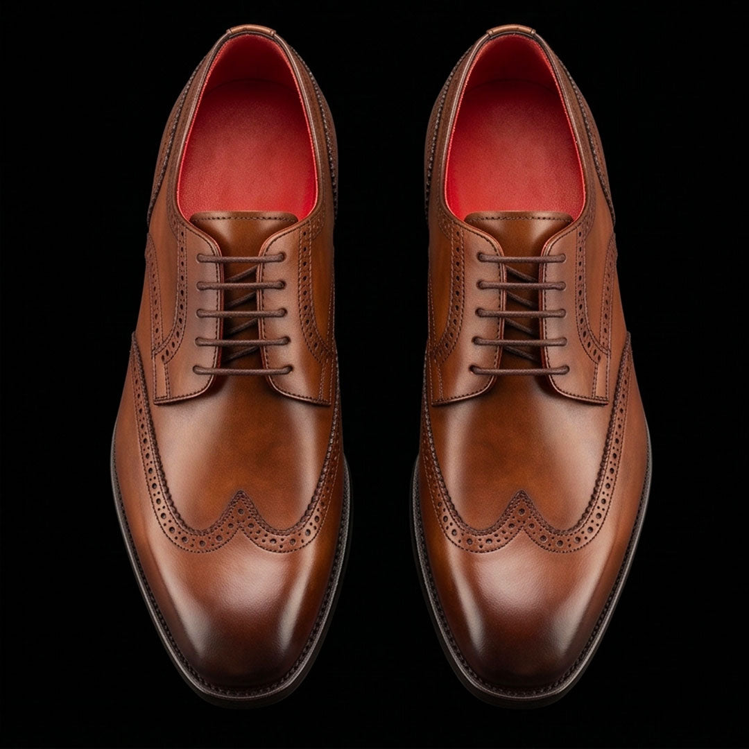 The Knight – Light Brown Swallowtail Square Toe Derby | Leather Shoe
