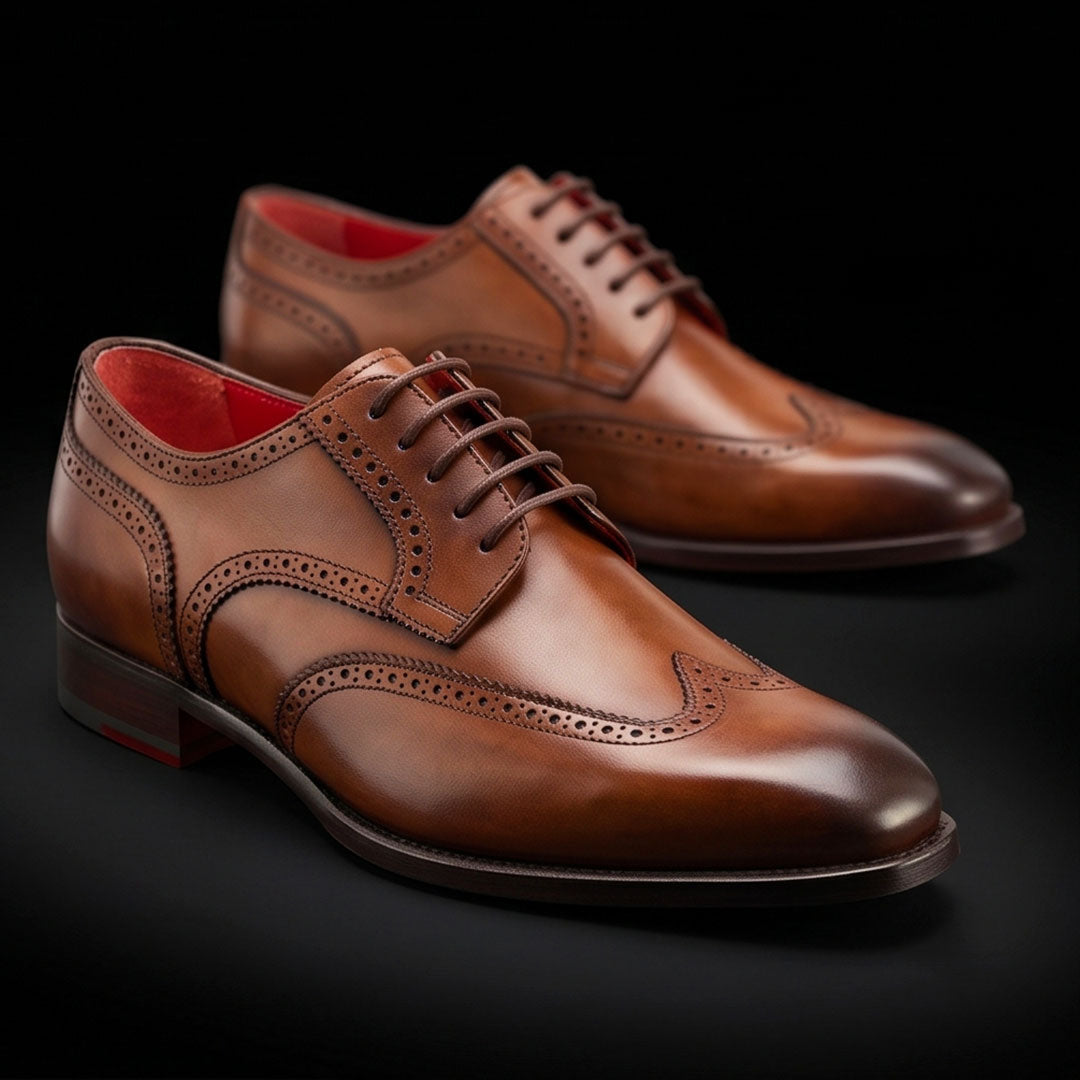 The Knight – Light Brown Swallowtail Square Toe Derby | Leather Shoe