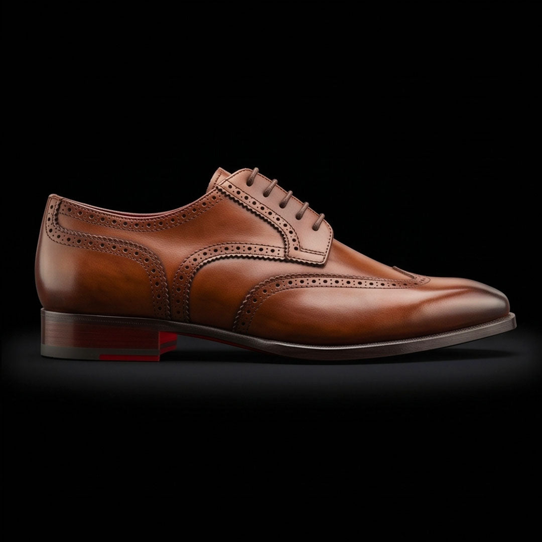 The Knight – Light Brown Swallowtail Square Toe Derby | Leather Shoe