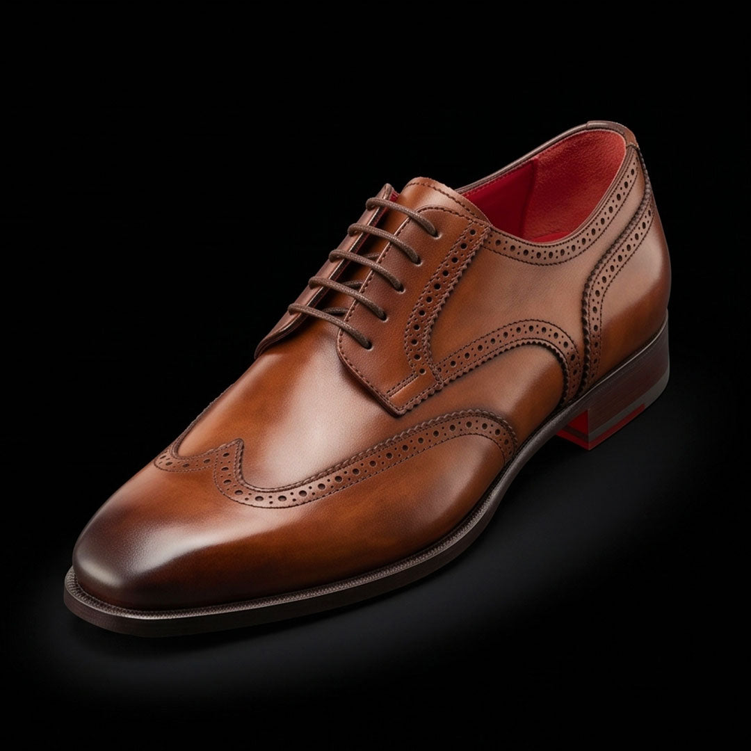 The Knight – Light Brown Swallowtail Square Toe Derby | Leather Shoe