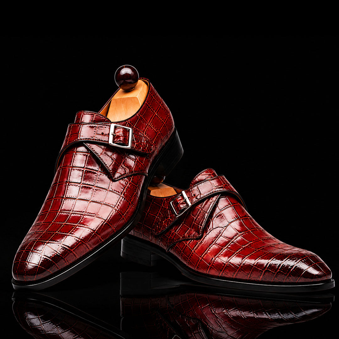 The Prato – Brown Patina Alligator Single Monk | Leather Shoe