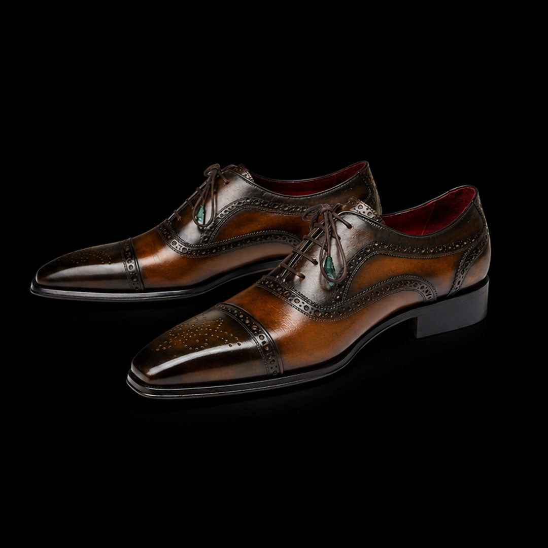 The Aglet – Dual Tone Brown Brogue Cap Toe Oxford | Leather Shoe