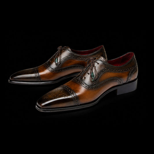 The Aglet – Dual Tone Brown Brogue Cap Toe Oxford | Leather Shoe