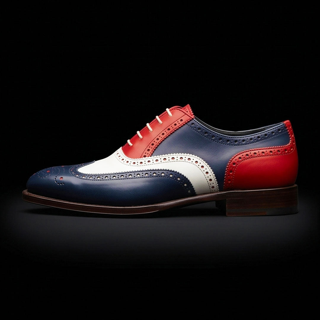 The Earl – Tri-Tone Genuine Leather Wingtip Oxford | Leather Shoe