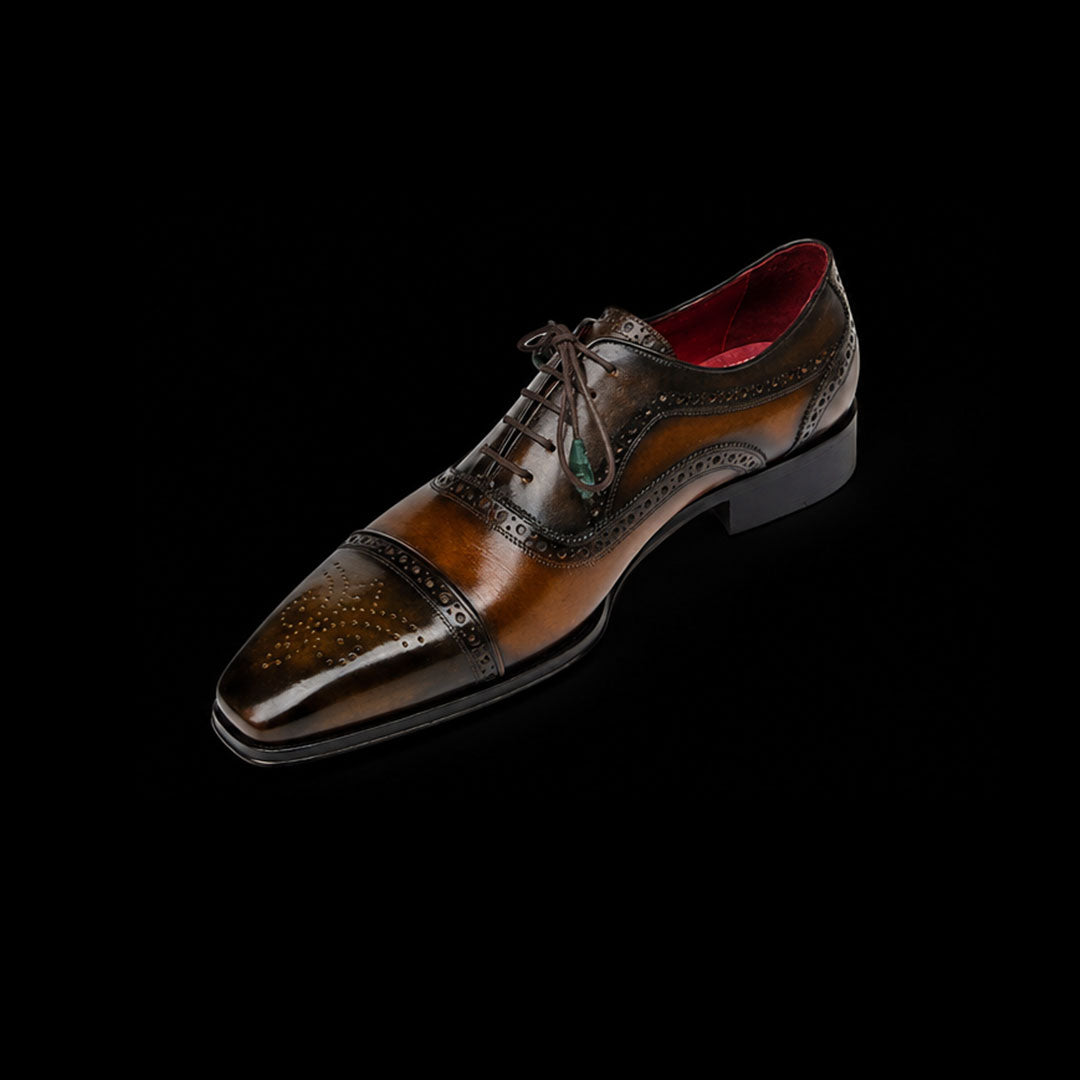 The Aglet – Dual Tone Brown Brogue Cap Toe Oxford | Leather Shoe