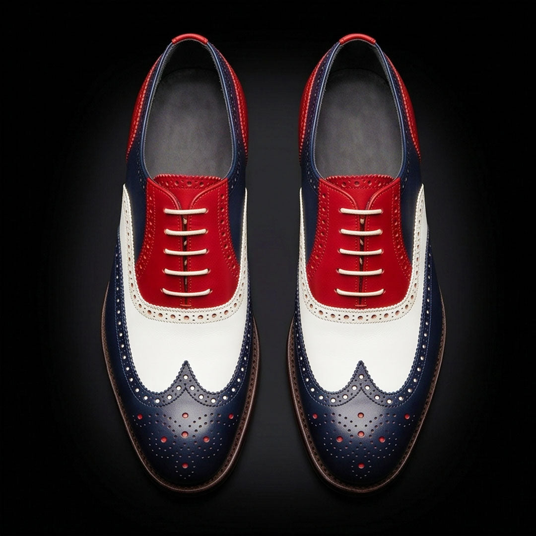 The Earl – Tri-Tone Genuine Leather Wingtip Oxford | Leather Shoe
