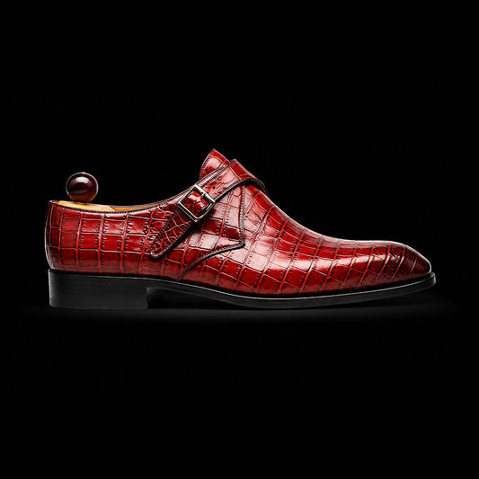 The Prato – Brown Patina Alligator Single Monk | Leather Shoe