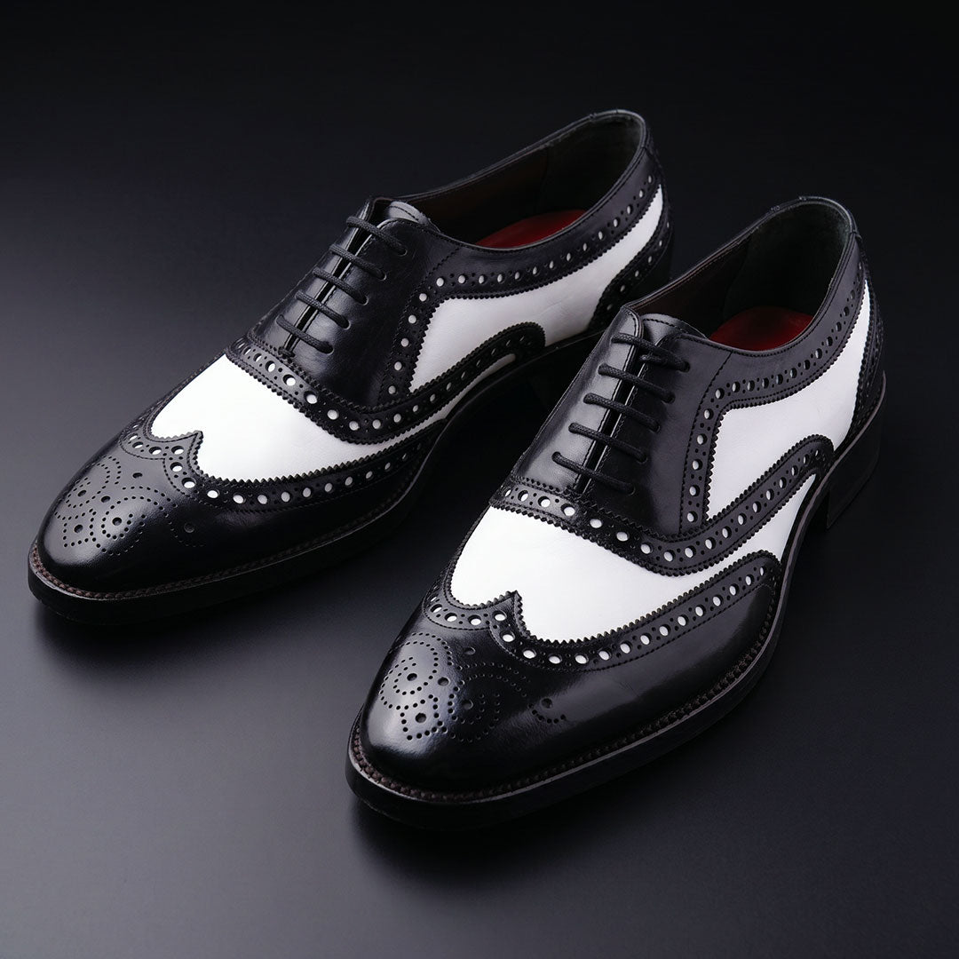 The Kudu – Black & White Spectator Wingtip Oxford | Leather Shoe