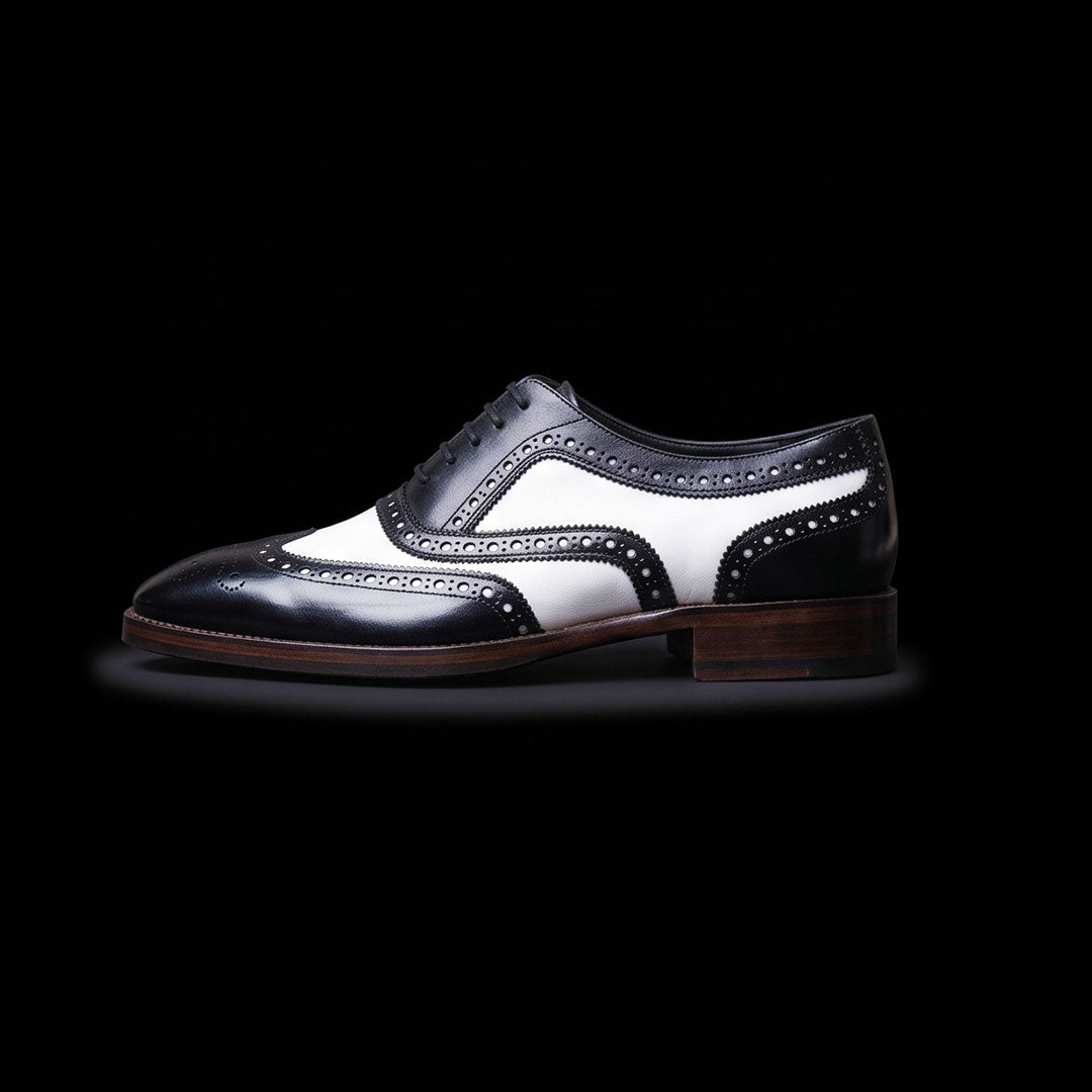 The Kudu – Black & White Spectator Wingtip Oxford | Leather Shoe