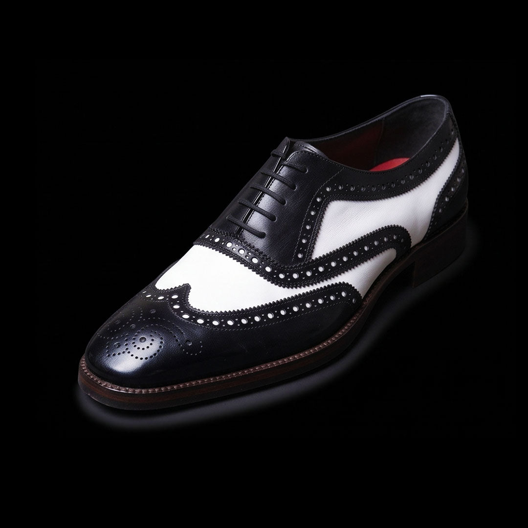 The Kudu – Black & White Spectator Wingtip Oxford | Leather Shoe