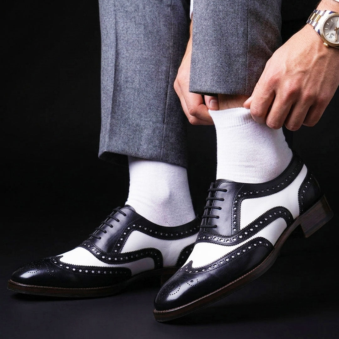 The Kudu – Black & White Spectator Wingtip Oxford | Leather Shoe