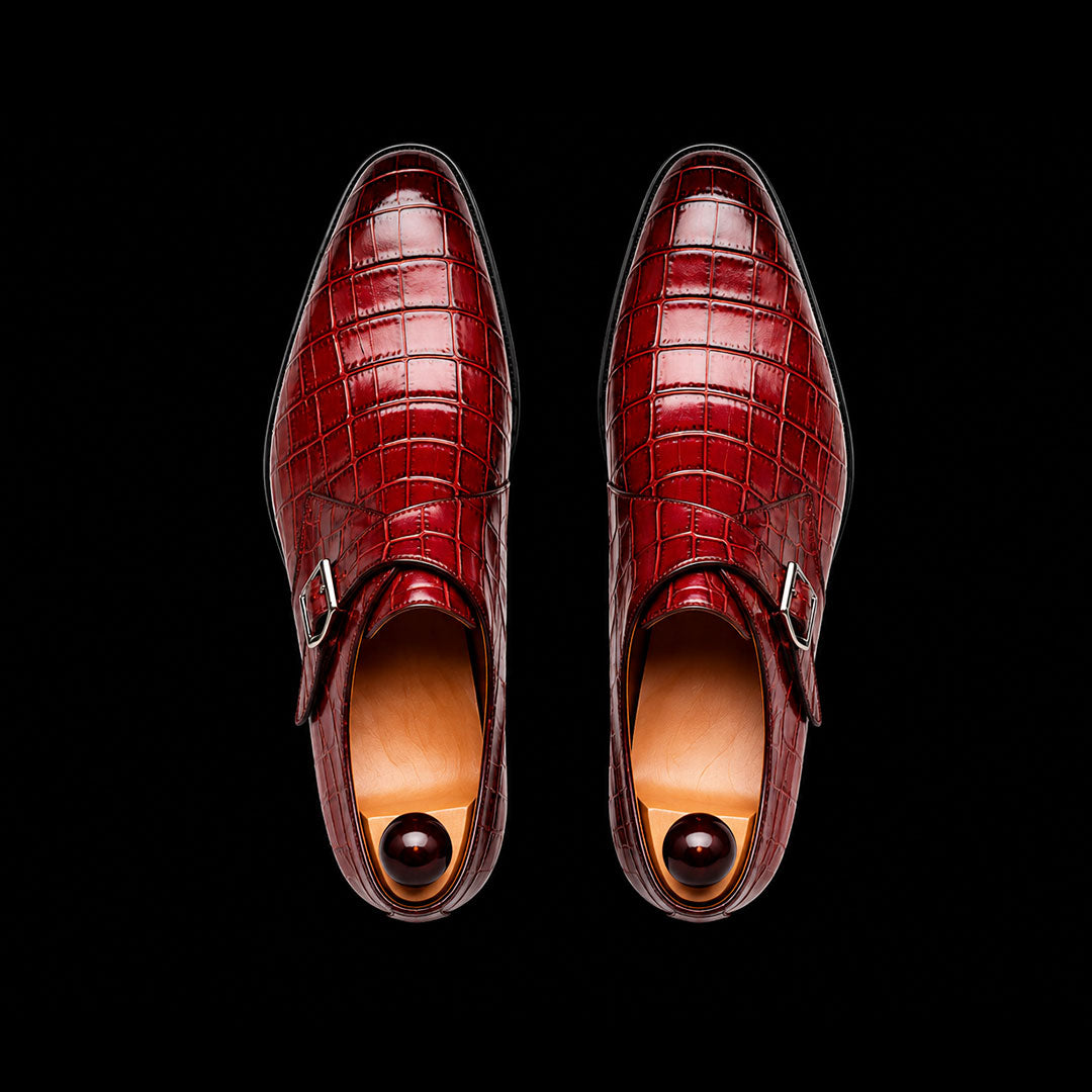 The Prato – Brown Patina Alligator Single Monk | Leather Shoe