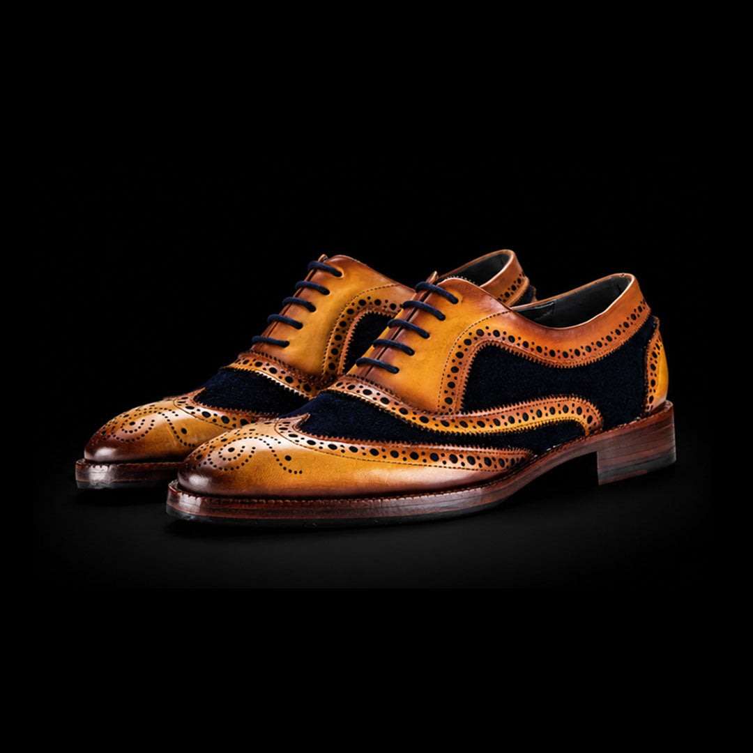 The Squire – Navy Suede Wingtip Brogue Oxford | Leather Shoe