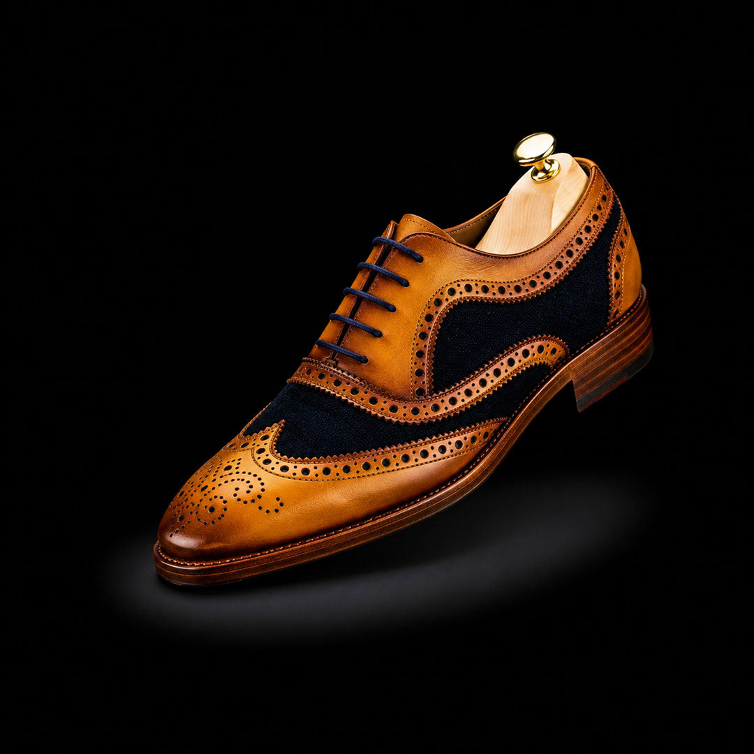 The Squire – Navy Suede Wingtip Brogue Oxford | Leather Shoe