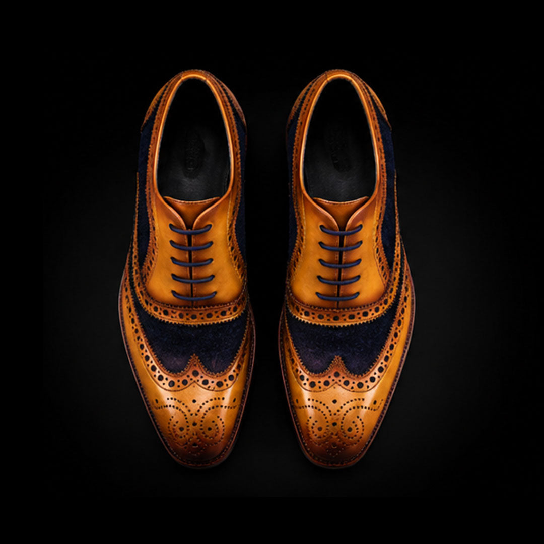 The Squire – Navy Suede Wingtip Brogue Oxford | Leather Shoe