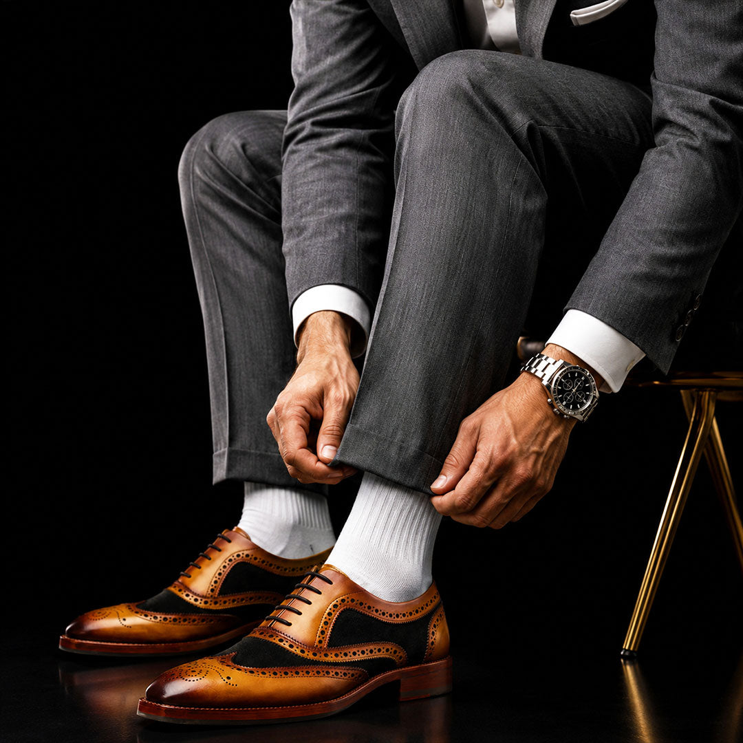 The Nubuck – Tan & Black Suede Wingtip Brogue | Leather Shoe