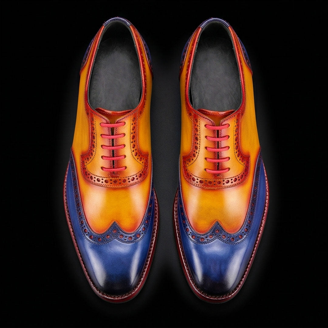 The Cordovan – Tan & Navy Wingtip Brogue Oxford | Leather Shoe