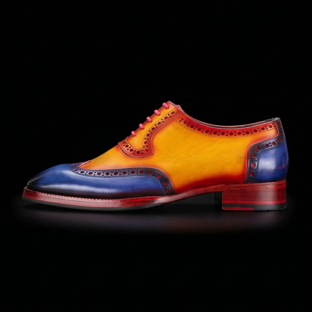 The Cordovan – Tan & Navy Wingtip Brogue Oxford | Leather Shoe