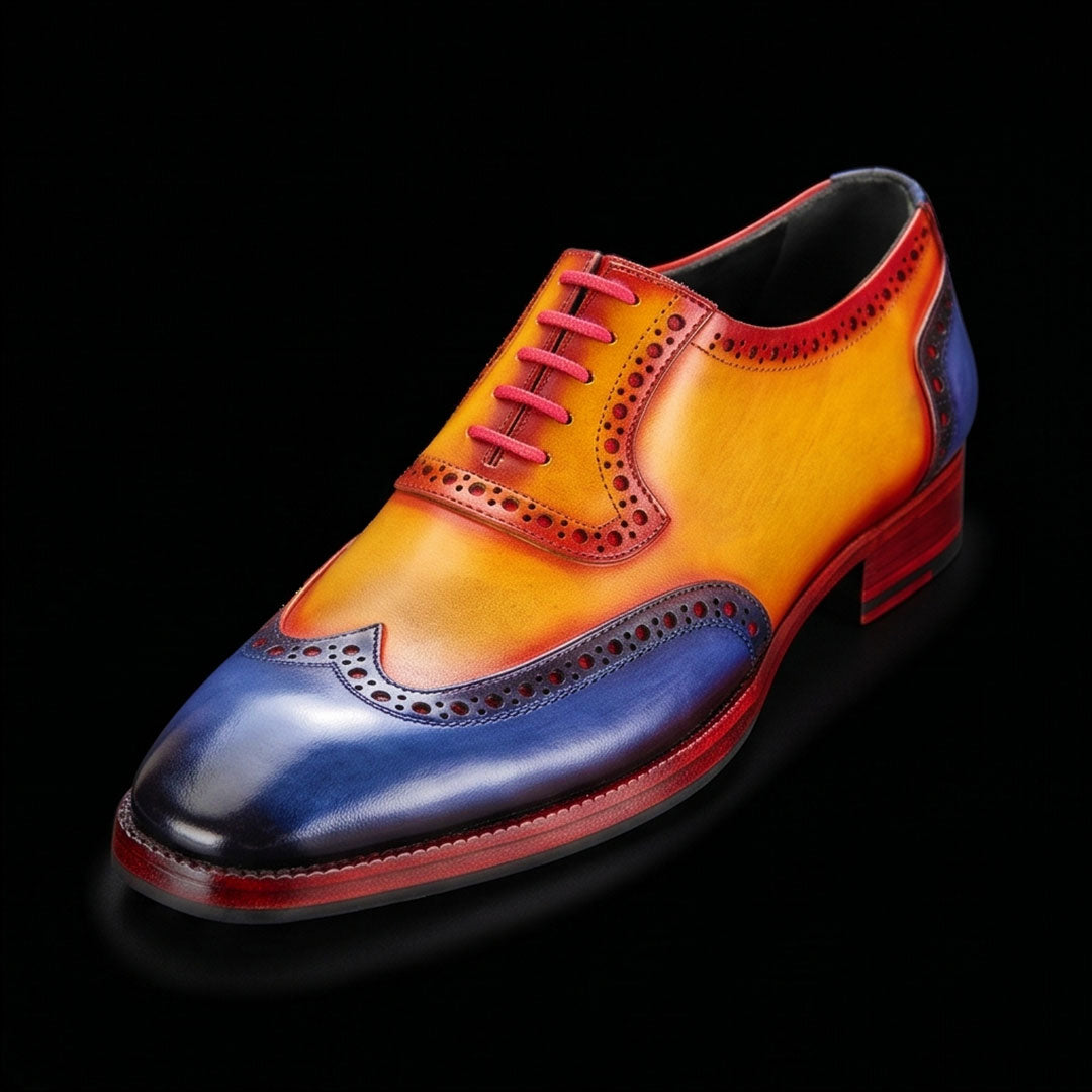 The Cordovan – Tan & Navy Wingtip Brogue Oxford | Leather Shoe