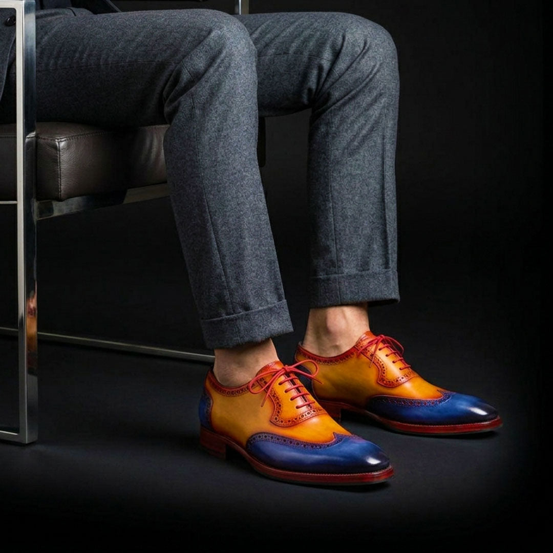 The Cordovan – Tan & Navy Wingtip Brogue Oxford | Leather Shoe