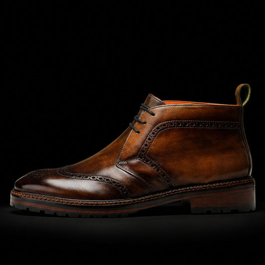 The Worth – Olive Brown Wingtip Chukka Boots | Leather Shoe