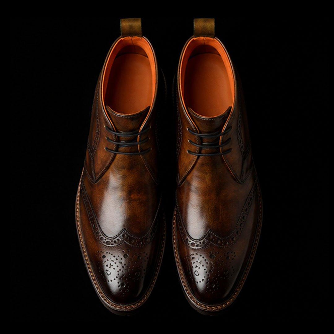 The Worth – Olive Brown Wingtip Chukka Boots | Leather Shoe