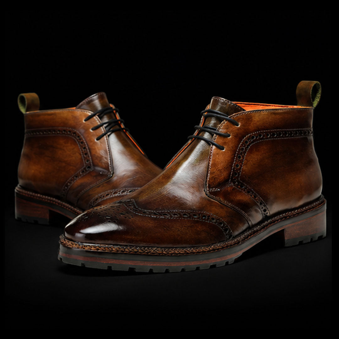 The Worth – Olive Brown Wingtip Chukka Boots | Leather Shoe