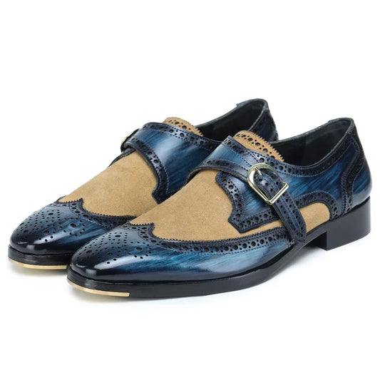 The Brook – Navy Blue Single Monk Strap | Leather Shoe