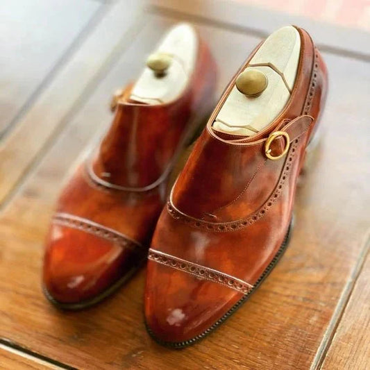 The Goodyear – Brown Quarter Brogue Single Monk | Leather Shoe