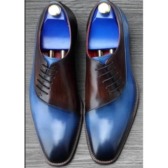 The Cordwainer – Blue & Brown Patina Lace Up | Leather Shoe